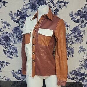 Cider Brown and Cream Button-Up Shirt